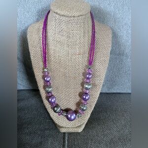 Purple beaded necklace with adjustable clasp